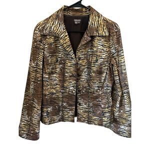 Anthracite jacket Women's Tiger Print ‎  Size 8 Long Sleeve Button Casual Formal
